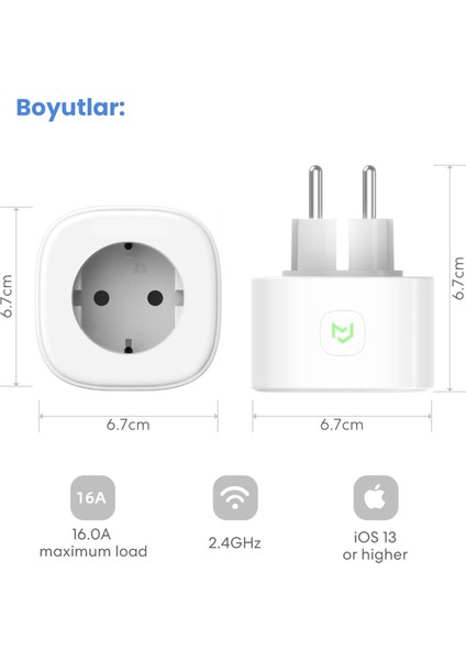 Wi-Fi Uzaktan Kontrollü Akım Korumalı Akıllı Tekli Priz