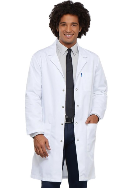 Beyaz Önlük Gömlek Yaka Uzun Boy Bay Doktor Hemşire Laboratuvar Önlüğü