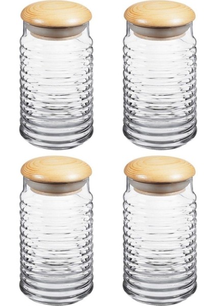 43173 Babylon Ahşap Kapaklı Kavanoz - 1125cc - 4 Adet