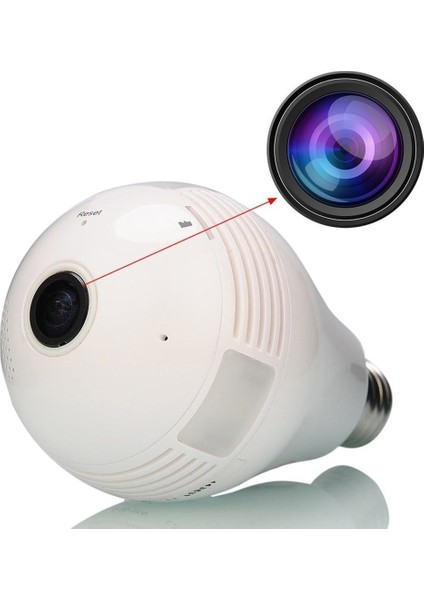 Ip Kamera 360 Derece Balıkgözü Panoramik Wifi P2P Ağ Ip Ampul Kamera Cmr8