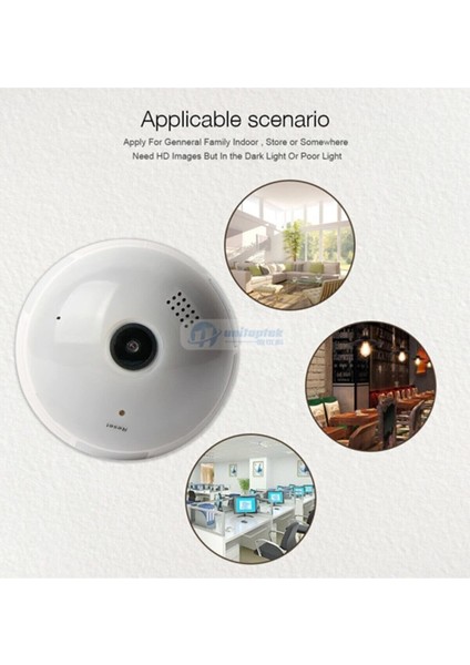 Ip Kamera 360 Derece Balıkgözü Panoramik Wifi P2P Ağ Ip Ampul Kamera Cmr8