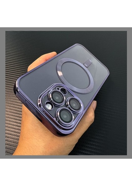 Iphone 11 Pro Max Kılıf Kamera Cam Kaplamalı Parlak Renkli Magsafe Kablosuz Şarj Özellikli