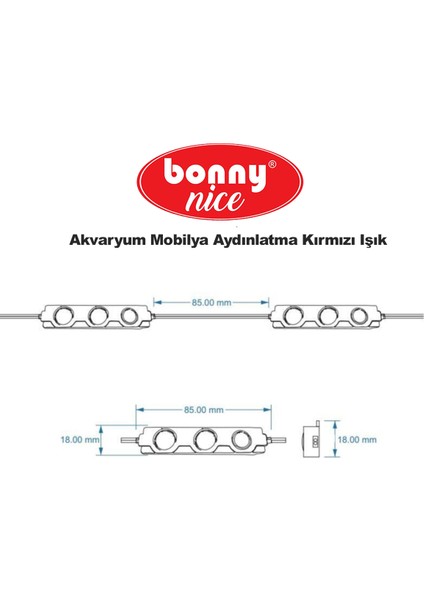 Akvaryum 2'li Modül LED Aydınlatma Kırmızı Işık Anahtarlı