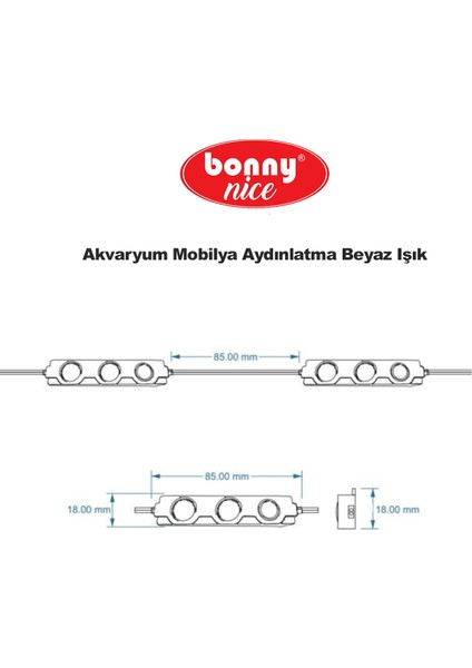 Akvaryum 2'li Modül LED Aydınlatma Beyaz Işık Anahtarlı