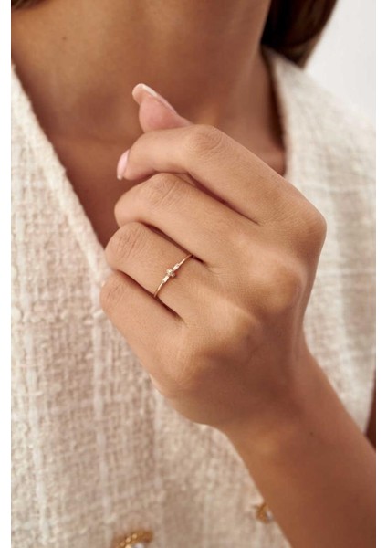 Mini Çift Baget Pırlanta Yüzük