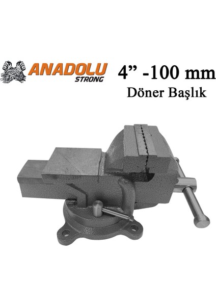 Büyük Boy 100MM 4" 360" Dönerli Taban Dövme Çelik Sabit Tezgah Masa Mengenesi