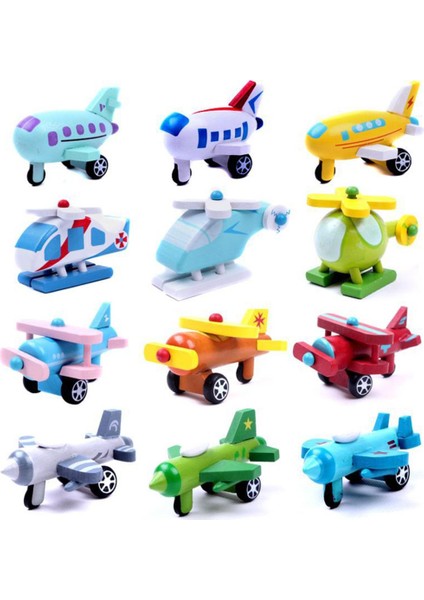 12 Pcs Uçak Bebek Için Ahşap Yürümeler 12 Ay+ (Yurt Dışından)