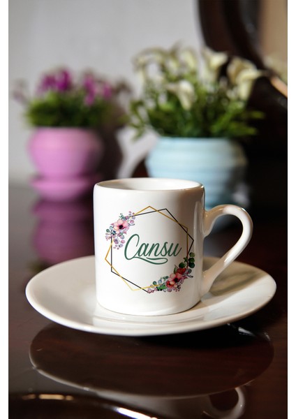 Cansu Yazlı Kahve Fincanı. Isimli Kahve Fincanı - Baskılı Fincan - Hediyelik Fincan