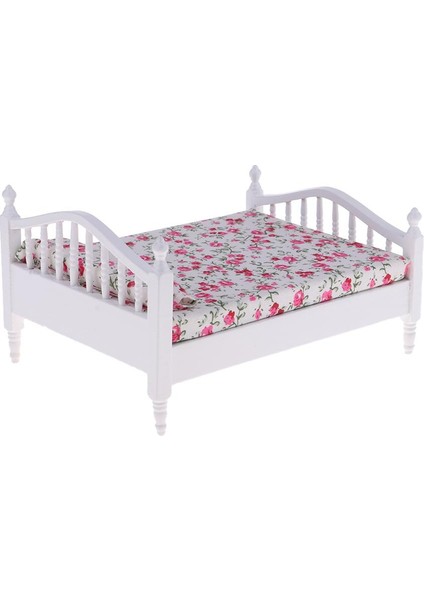 1/12 Dollhouse Yatak Odası Mobilya Minyatür Ahşap Yatak Çiçek Yatağı (Yurt Dışından)