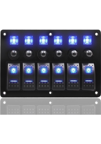 6 Çete Deniz Geçiş Rocker Anahtar Paneli Su Geçirmez 12V -24V Mavi Led. (Yurt Dışından)