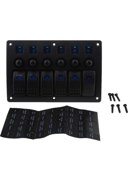 6 Çete Deniz Geçiş Rocker Anahtar Paneli Su Geçirmez 12V -24V Mavi Led. (Yurt Dışından)