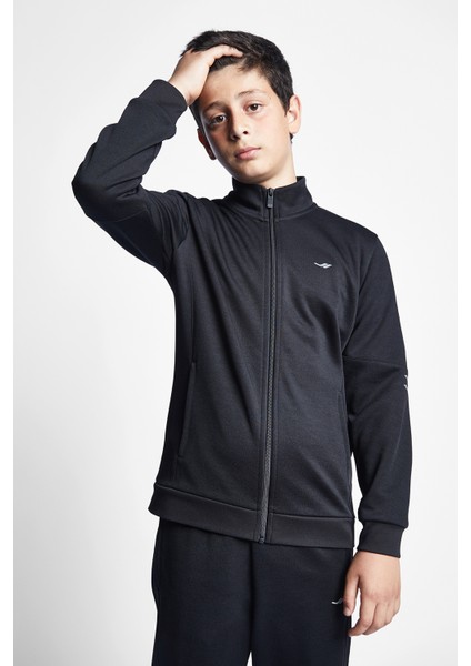 Siyah Çocuk Fermuarlı Sweatshirt 23S-3237-23B