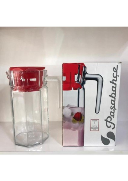 2 Litre Cam Sürahi Kırmızı Kapaklı