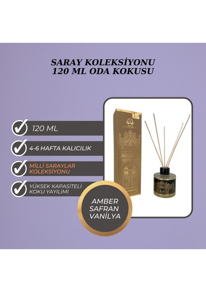 Nazen Istanbul Saray Koleksiyonu Amber - Safran - Vanilya Dekoratif 120 ml Bambu Çubuklu Oda Kokusu