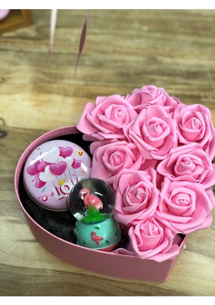 Sevgiliye Hediye Kalpli Kutuda 14 Şubat Sevgililer Günü Doğum Günü Hediyesi Mini Küre Mum