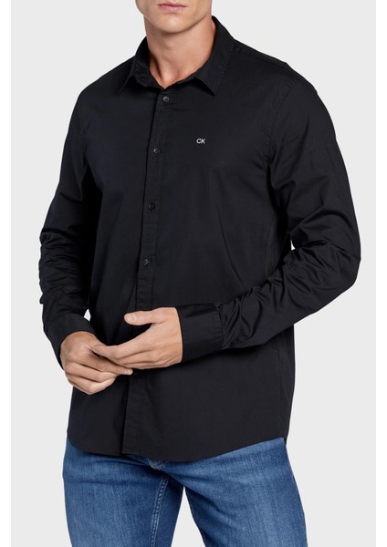 Pamuklu Slim Fit Ince Poplin Streç Gömlek Erkek Gömlek K10K110856 Beh