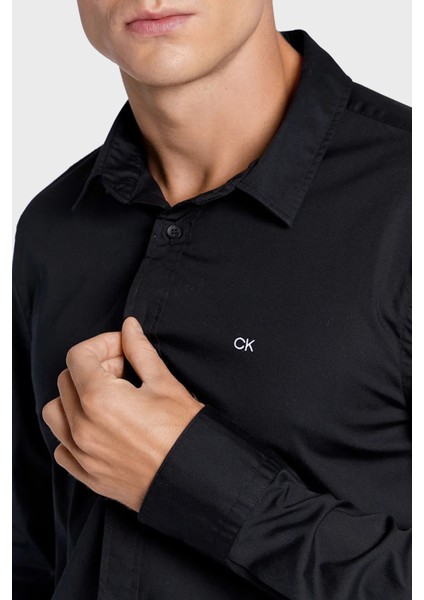 Pamuklu Slim Fit Ince Poplin Streç Gömlek Erkek Gömlek K10K110856 Beh