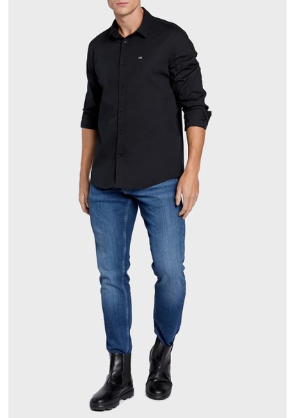 Pamuklu Slim Fit Ince Poplin Streç Gömlek Erkek Gömlek K10K110856 Beh