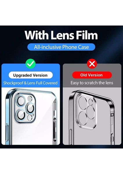 iPhone Se 2022 Kılıf 3D Kamera ve Lens Mercek Korumalı Ultra Lüks Razer Plating Silikon Case