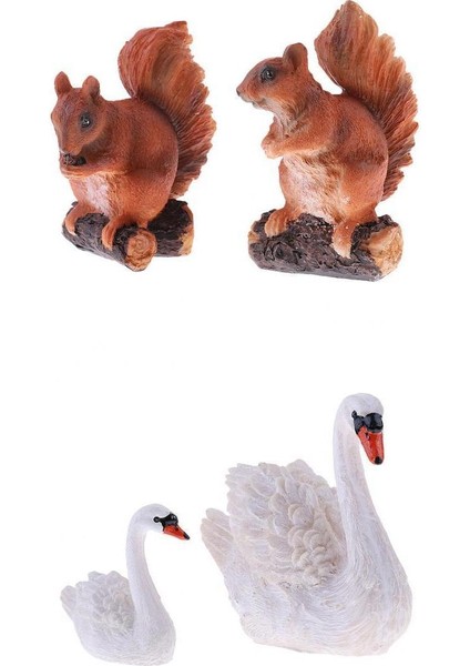 Ev Ofis Bahçesi Decors Için 4x Sincap Swan Heykeli Heykel Heykel Heykel (Yurt Dışından)