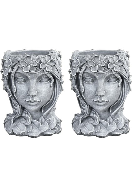 2 Adet Yüz Heykel Etli Kaktüs Kafası Flowerpot Bitki Kaplar Konteyner (Yurt Dışından)