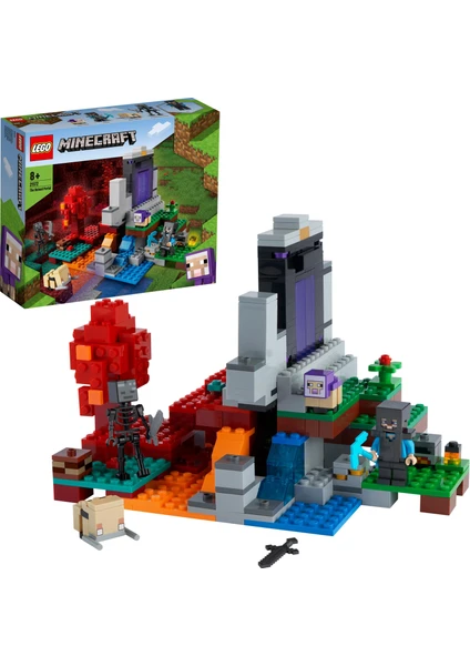 LEGO® Minecraft# Yıkılmış Geçit 21172 -8 Yaş ve Üzeri Macera Oyunları Seven Çocuklar için Steve ve Wither İskeleti İçeren Yaratıcı Oyuncak Yapım Seti (316 Parça)