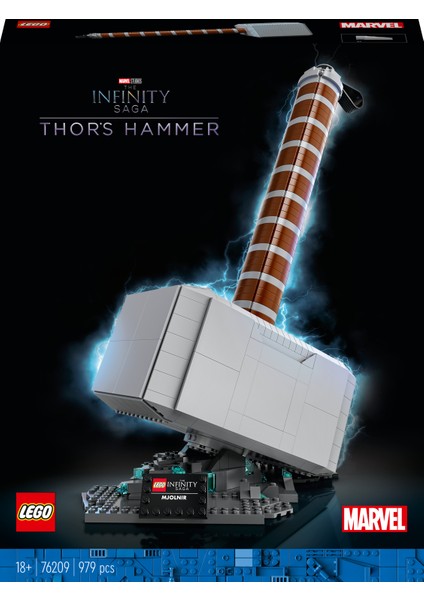 LEGO® Marvel Thor#un Çekici 76209 - Süper Kahraman Hayranı Yetişkinler için Mjölnir İçeren Koleksiyonluk Model Yapım Seti (979 Parça)