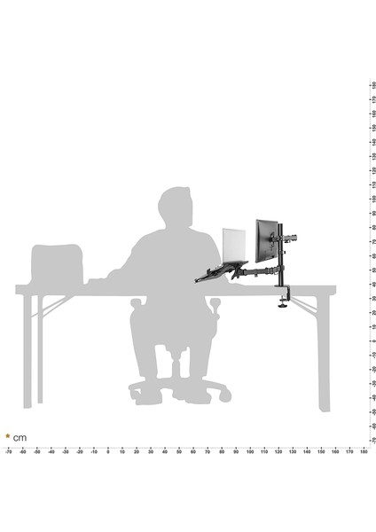 EF74 Steel Design 2-8 kg Çift Kol Asansörlü 13"-30" Monitör&10-17" Laptop Standı