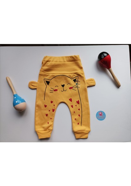 Pamuklu Kulaklı Kedi Baskılı Tek Alt Eşofman Pijama