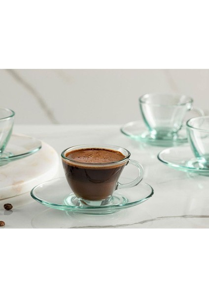 98396av Penguen 4'Lü Çay-Nescafe Fincan Takımı Su Yeşili