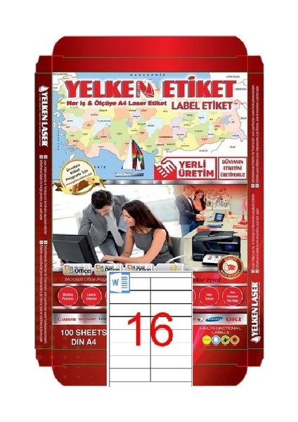 YN5216 Laser Etiket 16 'lı 105X35