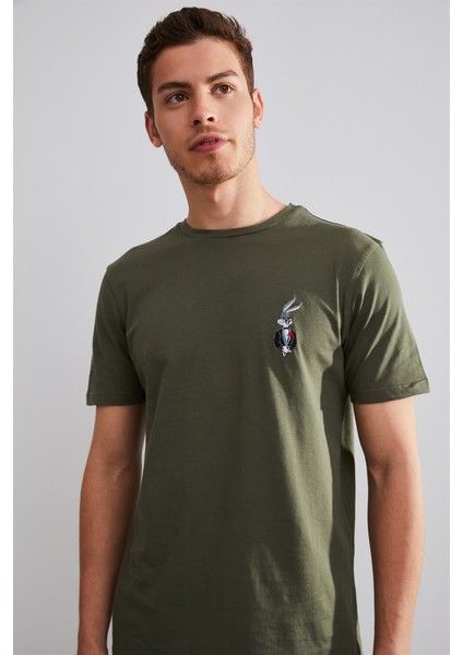 Unisex Bugs Bunny Haki Nakışlı T-Shirt modelleri