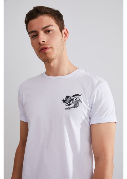 Unisex Yin Yang Balık Beyaz Nakışlı T-Shirt modelleri