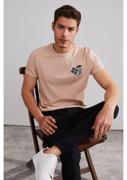 Unisex Yin Yang Balık Bej Nakışlı T-Shirt modelleri
