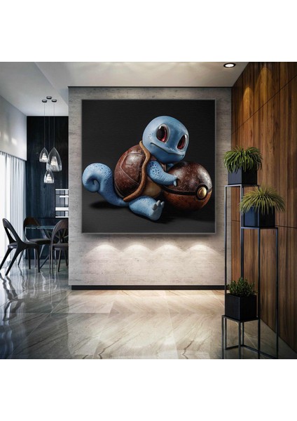 Pokemon Lüks Poketopu Squirtle Çizgi Film Karakteri Kanvas Tablo