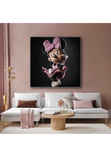 Mini Mouse Pembe Kostümlü Sevimli Karakter Lüks Ayakkabı Kanvas Tablo