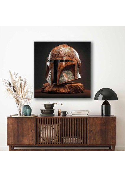 Star Wars Işlemeli Ahşap Art Deko Jedi Şövelye Maskesi Mask Kanvas Tablo