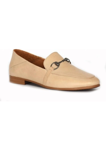 21983501 Kadın Tokalı Deri Loafer Babet