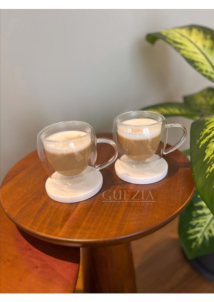 Isıya Dayanıklı Kupa Sunum Kahve Bardağı | Çift Camlı Çift Cidarlı Cam Kupa 200 ml | 2 Adet