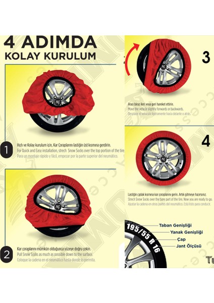 Araç Kar Çorabı X-Treme Series S - M - L - XL - XXL
