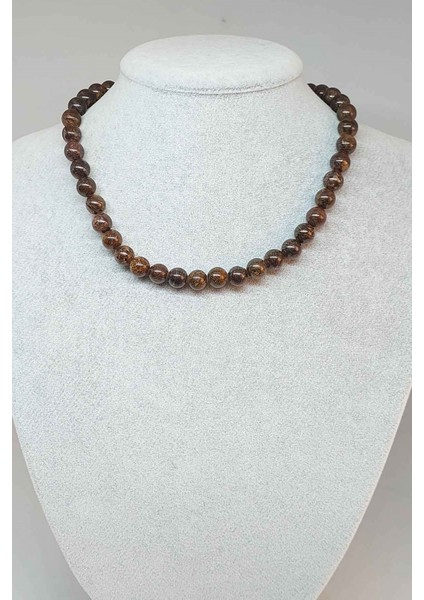 Bronzit Taşı Kolye 8mm (Klipsli)