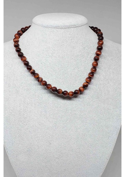 Şahin Gözü Taşı Kolye 8mm (Klipsli)