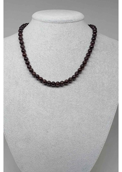 Lal (Granat) (Garnet) Taşı Kolye 7mm (Klipsli)