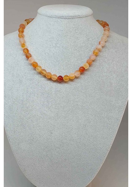 Akik Taşı Kolye 8mm (24025) (Klipsli)