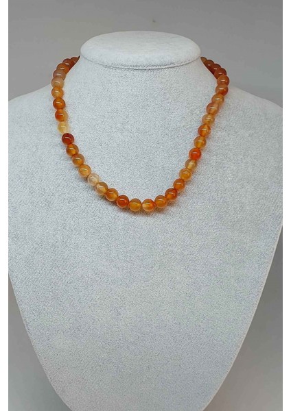 Akik Taşı Kolye 8mm (24015) (Klipsli)