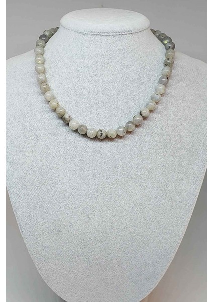 Labradorit Taşı Açık Renk Kolye 8mm (Klipsli)