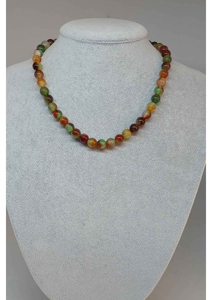 Akik Taşı Kolye 8mm (4406) (Klipsli)