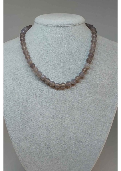 Akik Taşı Kolye 8mm (24020) (Klipsli)