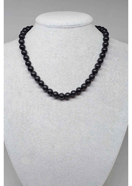 Shungite (Şungit) Taşı Kolye 8mm (Klipsli)