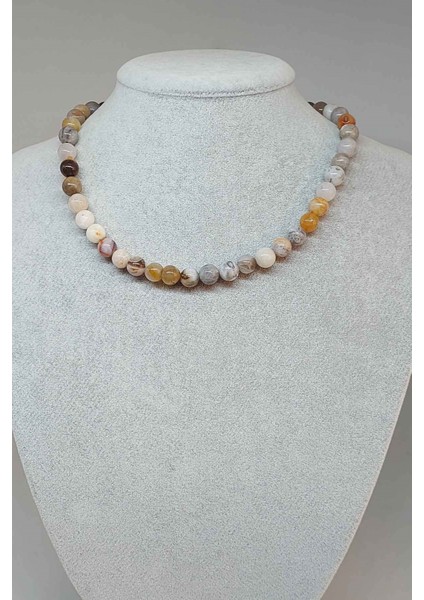 Akik Taşı Kolye 8mm (6001) (Klipsli)